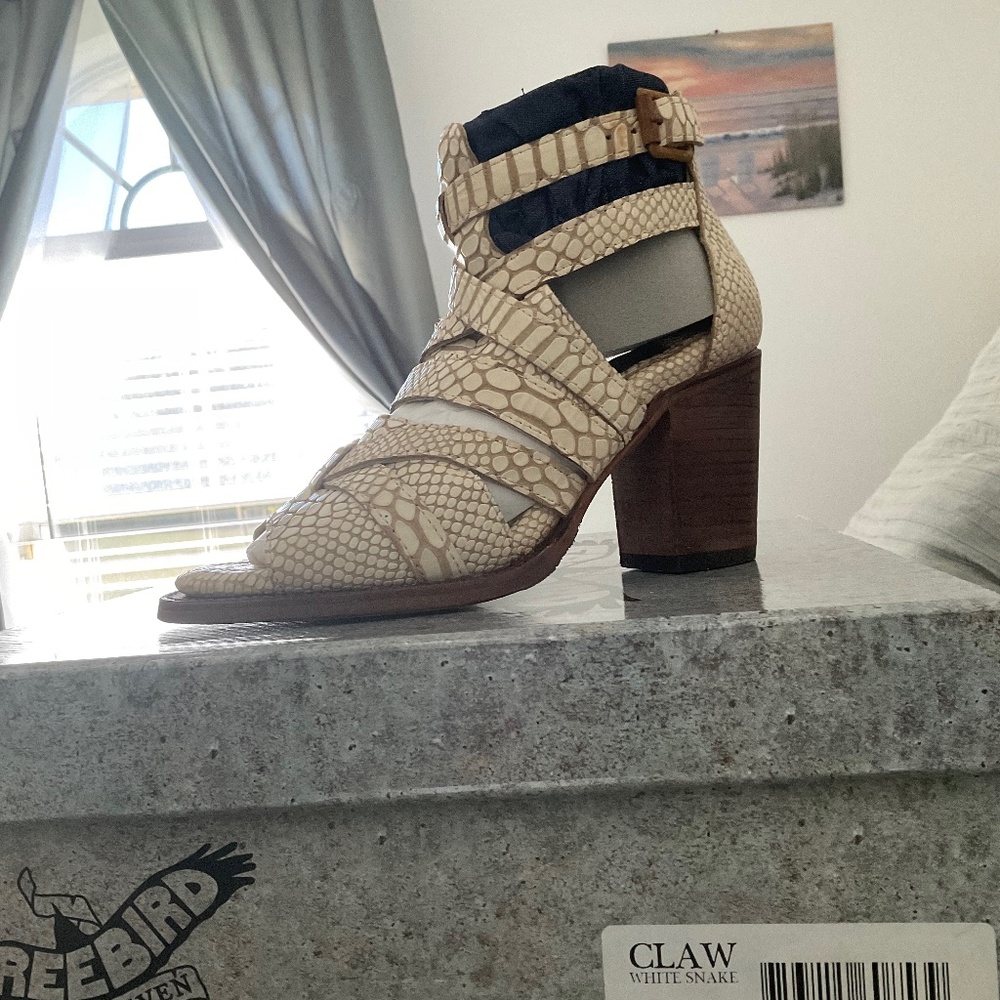 Freebird  Claw White Snakeskin Sandal